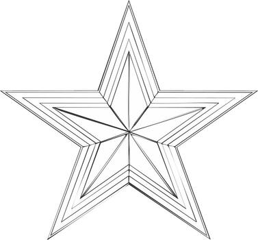 Concentric star shape with sharp geometric points and layered outline graphic vector