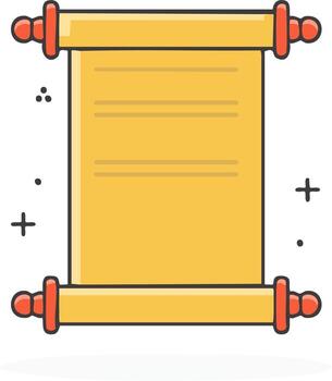 Ancient parchment scroll icon for historical documents and messages vector