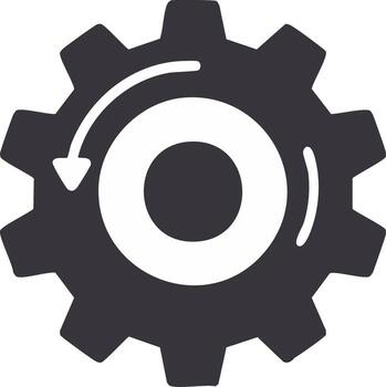 Gear icon with rounded arrow, mechanical process, , system rotation vector