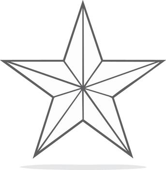 Geometric five pointed star icon with faceted line art design. Simple modern outline symbol for rating or award vector