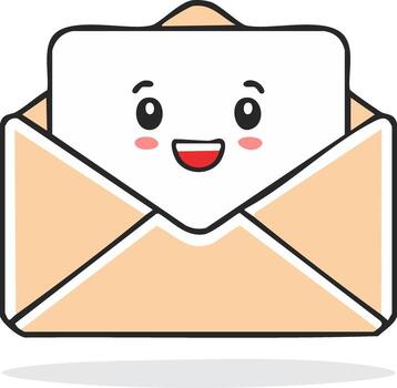 simpático mensaje sobre con sonriente cara icono para correo electrónico comunicación vector