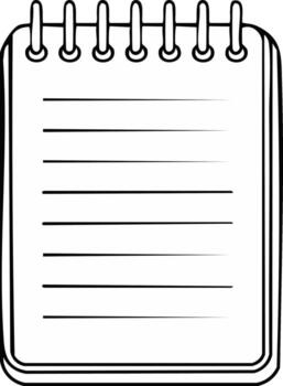 Blank Notepad Outline with Horizontal Lines and Ring Binding for Notes and Reminders vector