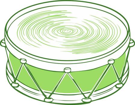Green lined drum with circular pattern on the drumhead vector