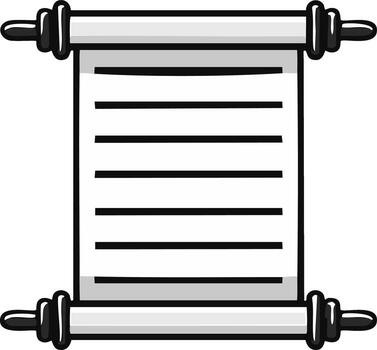 Illustrated Scroll with Lines of Text on Two Rods for Displaying Information vector