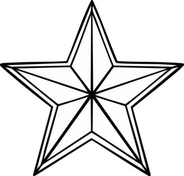 Outline drawing of a stylized five-pointed star with geometric facets and clean lines vector