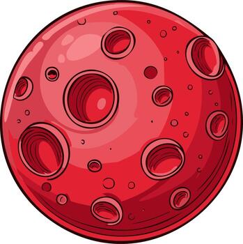 Stylized Red Planet With Craters And Surface Texture vector