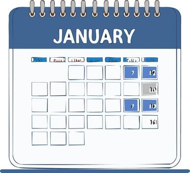 January Calendar Page with Marked Dates Showing Planning and Time Management vector