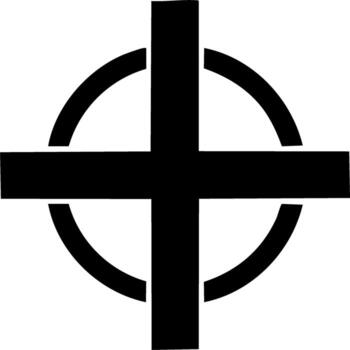 Celtic Cross Icon Simple Rounded Edges Design Element, Black and White Symbol vector
