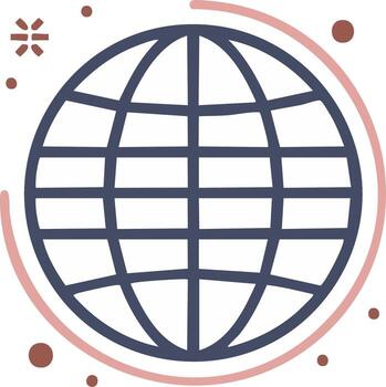 globo cuadrícula con rosado acentos y flotante puntos, plano diseño estilo con limpiar líneas vector