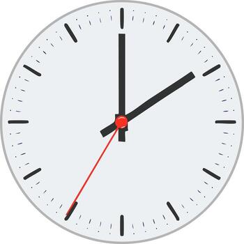Clock face with hands showing time. Time is running out concept vector