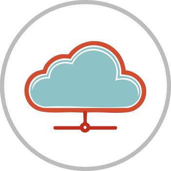 Cloud computing icon in a white circle. Technology symbol with connection details vector