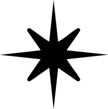 Abstract Eight Pointed Star Shape Silhouette vector
