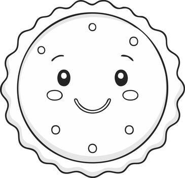 contento dibujos animados galleta personaje con sonriente cara y redondo bordes vector
