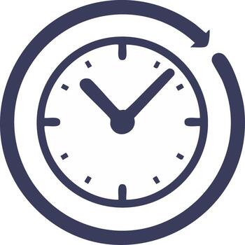 reloj icono con circular flecha representando tiempo, actualizar, actualizar, y continuo ciclo proceso vector
