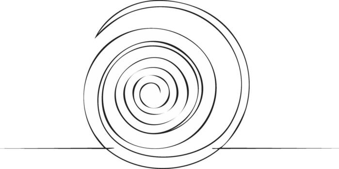 Abstract Spiral Design, Black Lines on White, Continuous Single Line Art vector