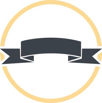 graphic of a blank ribbon banner inside a circular frame emblem vector