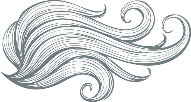 Elegant illustration of flowing grey lines and swirls, resembling wind or waves, in a decorative abstract pattern vector
