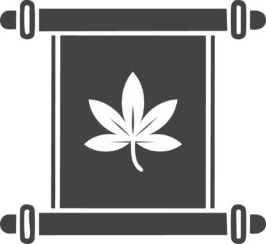 Scroll with leaf illustration. Ancient document with botanical symbol and rolled edges vector