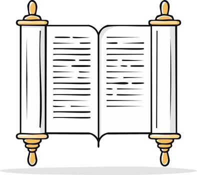 Stylized open scroll displaying ancient wisdom or sacred text on wooden rollers vector