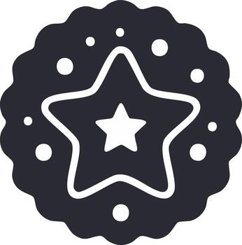 Stylized Star Cookie Icon with Circles and Scalloped Edge vector