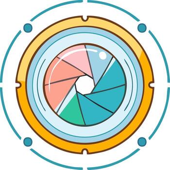 Abstract camera lens design with colorful shapes vector