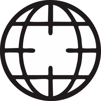 Simple line art globe icon symbolizing global connectivity internet network world communication technology earth vector