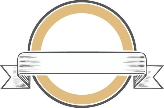 Decorative Badge with Scroll Ribbon for Text Placeholder or Logo Design Element vector