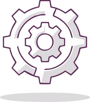 Outline Illustration of Two Interlocking Gears Symbolizing Industrial Processes and Mechanical Technology vector