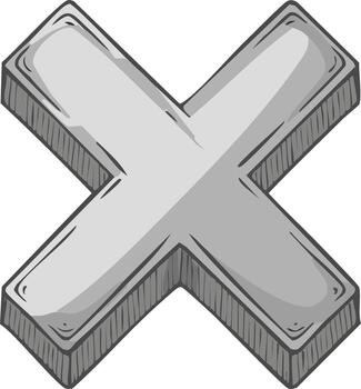 Stylized 3D illustration of a cross symbol or geometric shape with perspective vector