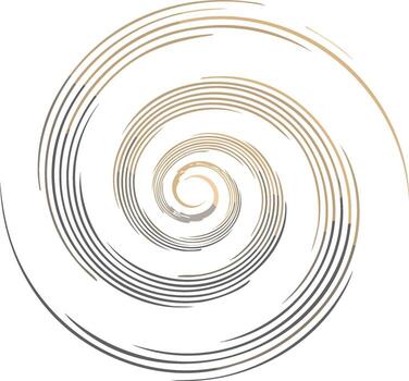 Abstract spiral design of golden and gray lines on a white background vector