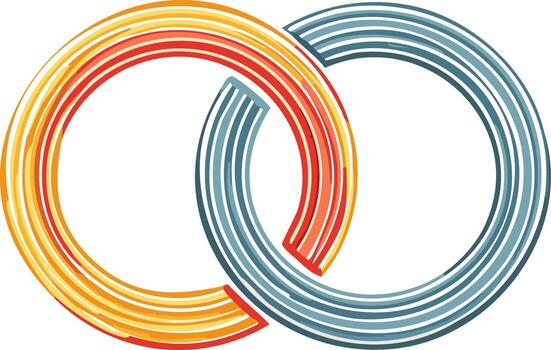 Vibrant Interlocking Striped Rings Graphic Representing Connection and Alliance vector