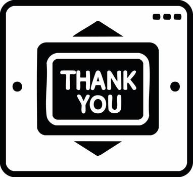 Elevator or kiosk control panel icon with a Thank You message on the screen and arrows vector