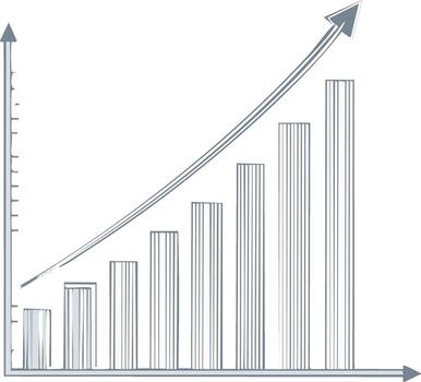 Stylized Bar Graph with Upward Trending Arrow Indicating Growth and Progress vector