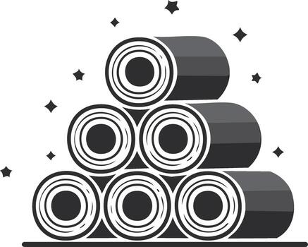 limpiar icono representando apilado cilíndrico rollos con espumoso elementos vector