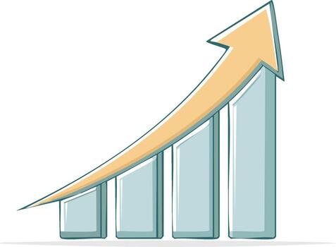 ilustración de un negocio crecimiento gráfico con un hacia arriba curva flecha representando éxito y Progreso vector