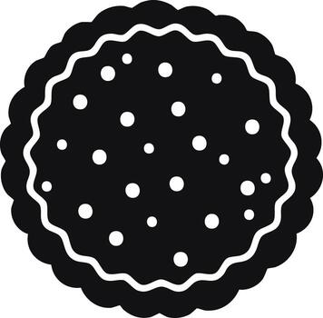 Simple Scalloped Edge Round Cookie Icon with Dots vector