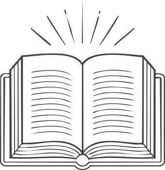 mano dibujado bosquejo de un abierto libro simbolizando conocimiento y inspiración vector