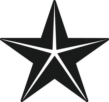 Black five pointed star icon with geometric lines a simple modern symbol shape design element vector