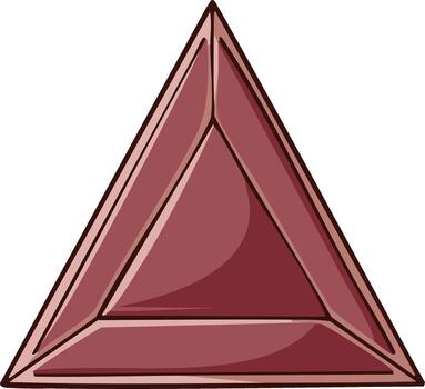 Illustration featuring a maroon triangular crystal form, with dimensional aspect and an implied interior triangle element vector