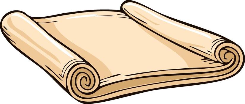 Rolled up parchment scroll. Ancient document or old paper illustration vector