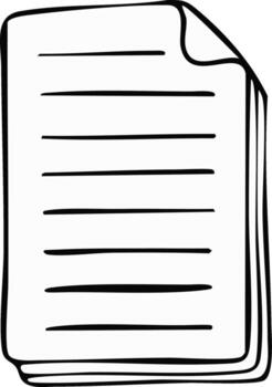 Stack of White Paper Sheets with Horizontal Lines for Writing or Drawing Illustration with Black Outlines Hand Drawn Style vector