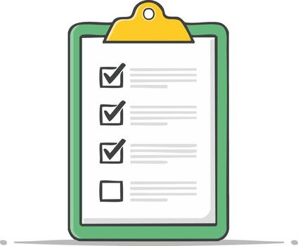 sencillo verde portapapeles con un tarea Lista de Verificación demostración terminado artículos y uno pendiente vector