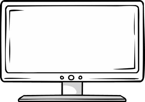 Cartoon-style computer monitor with screen, stand, and three buttons vector