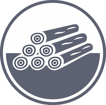 Stack of logs icon with circular design representing lumber or forestry industry vector