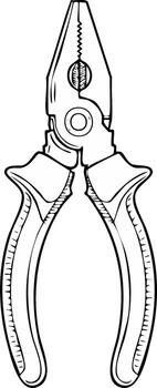 Line drawing of combination pliers with textured handles vector