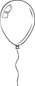 Stylized Floating Balloon Sketch with String for Celebrations and Graphic Designs vector