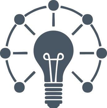 Lightbulb with connected nodes representing ideas and innovation vector