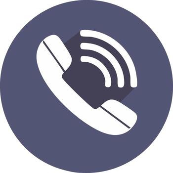 Phone handset icon in circle graphic with signal waves, illustration style vector