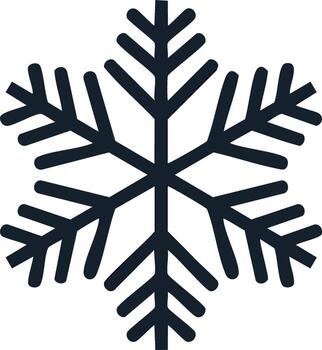 estilizado oscuro copo de nieve icono con seis simétrico ramas en un blanco antecedentes vector