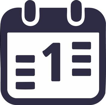 Stylized calendar icon showing the number one representing a new day beginning or important event schedule vector